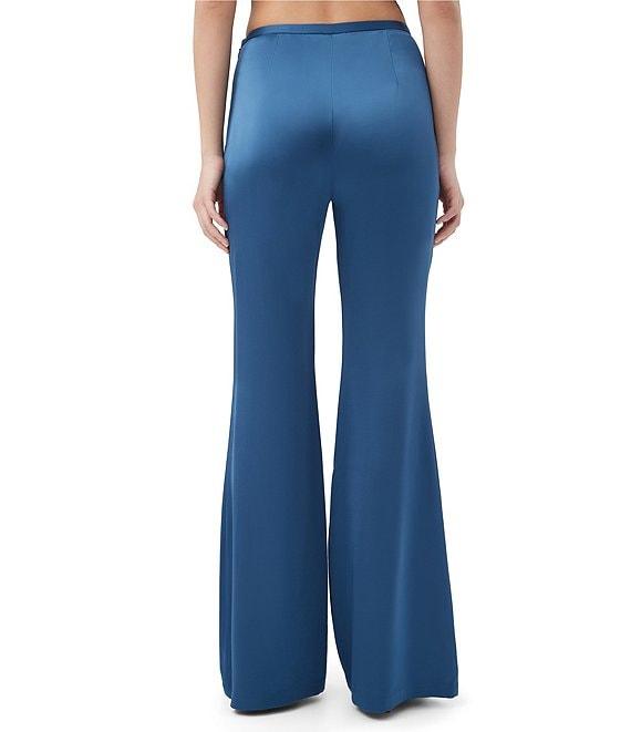 Trina Turk Anmitsu Satin Flat Front Flare Leg Pants Product Image