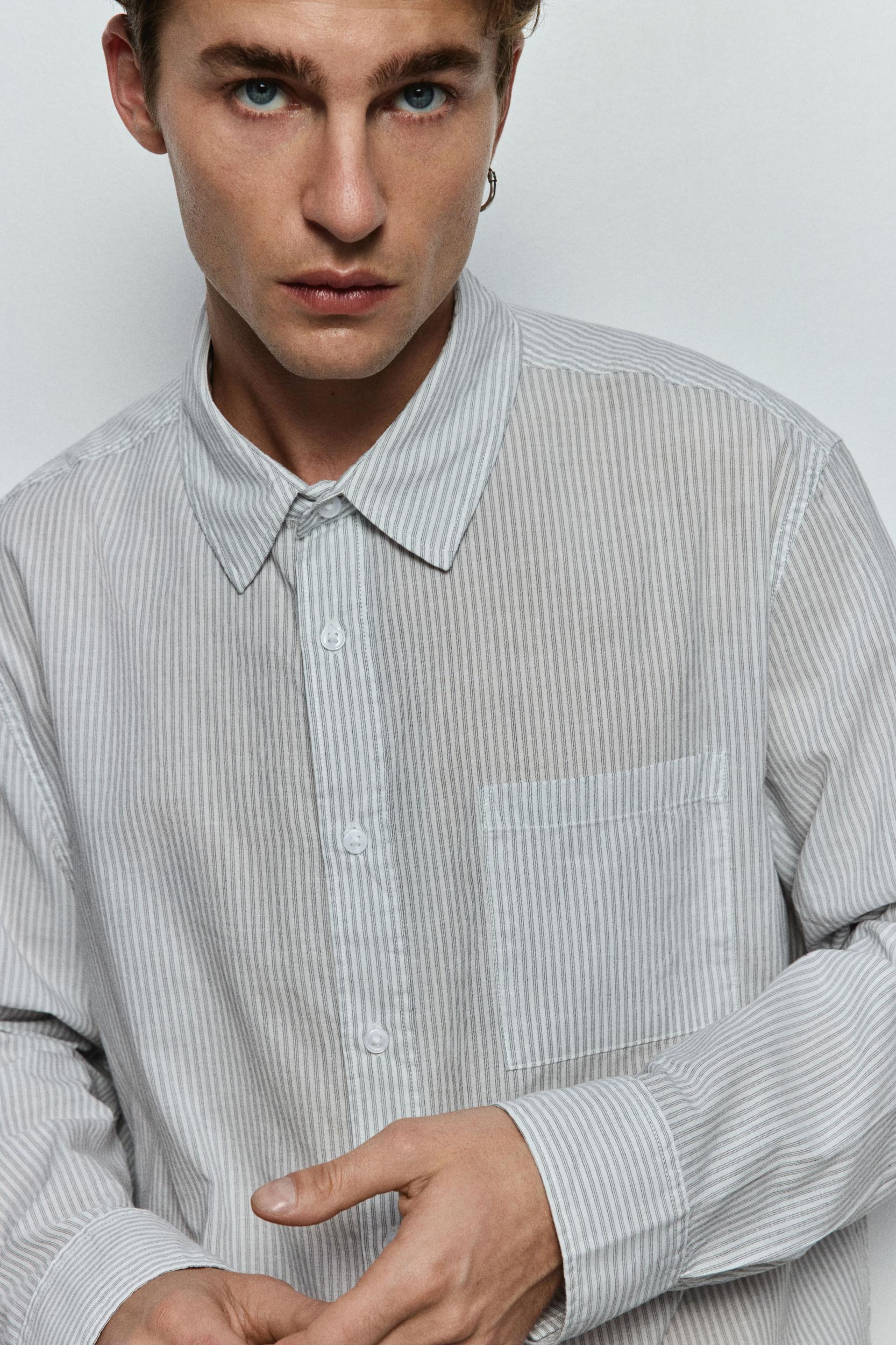 Oversized-Fit Seersucker Shirt Product Image