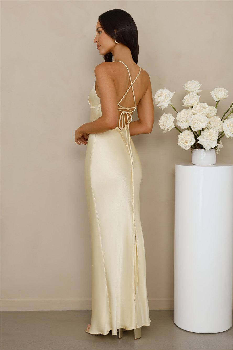 The Samara Satin Maxi Dress Yellow Product Image