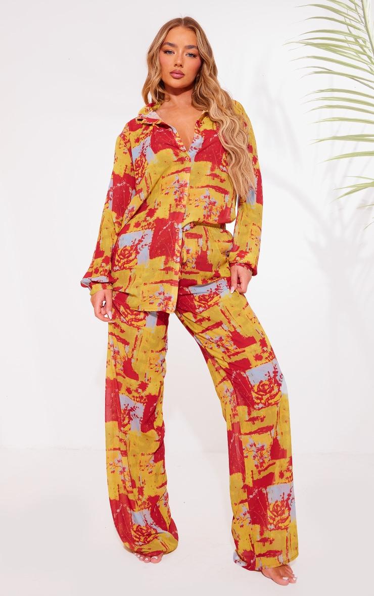 Multi Abstract Print Beach Pants Product Image