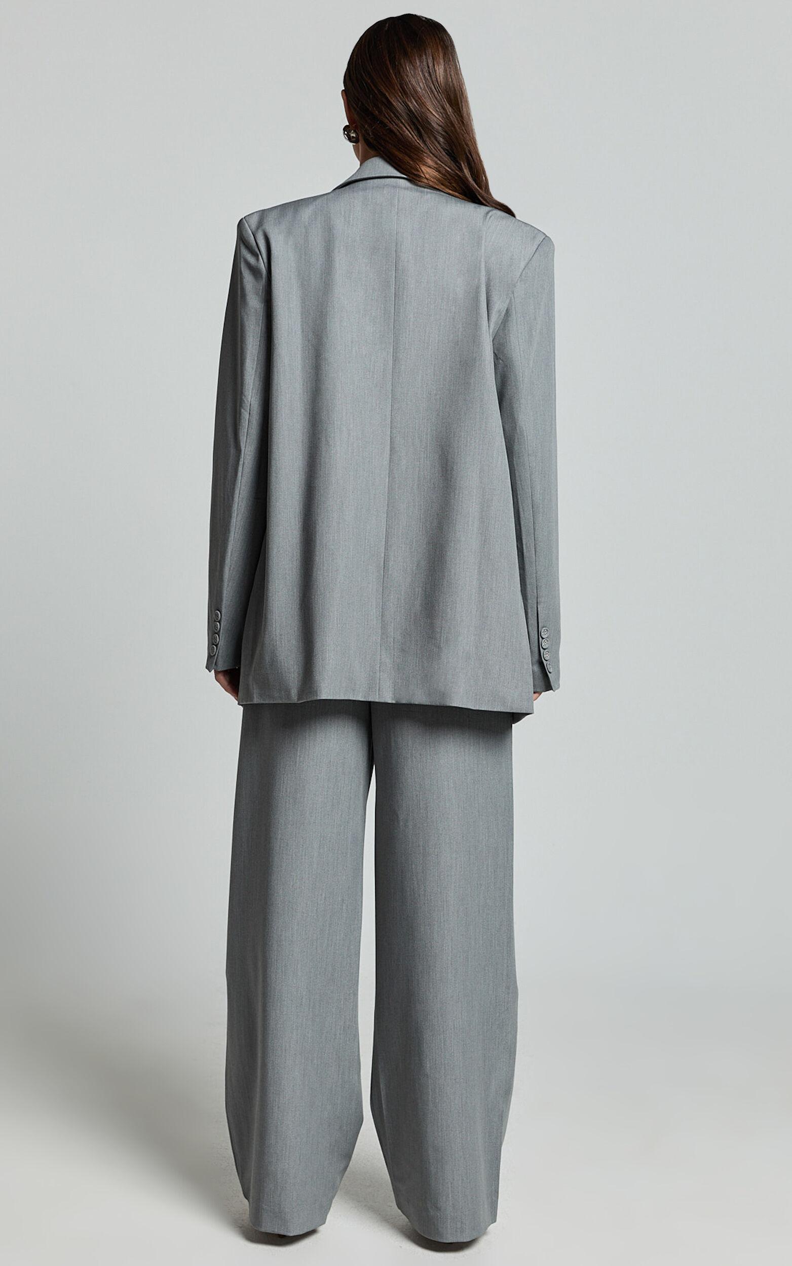 Hope Blazer - Oversized Double Breasted Blazer in Grey Product Image