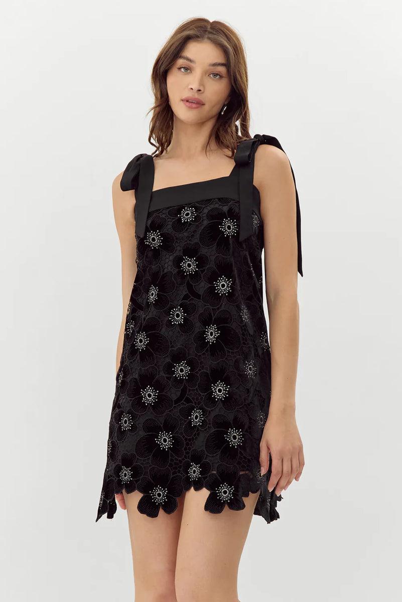 Jolene Crochet Velvet Mini Dress Product Image