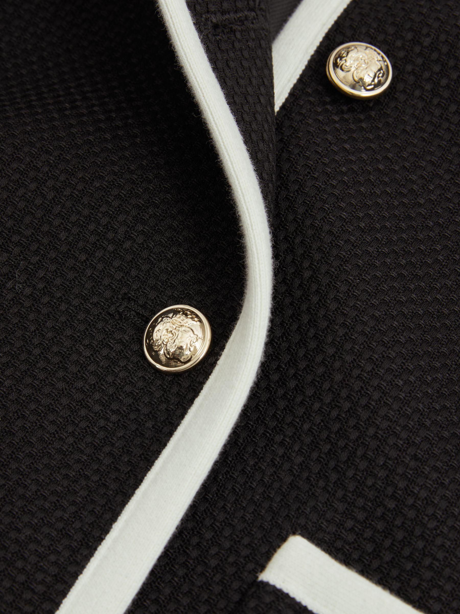 Wool Blend Contrast Trim Jacket in Black Product Image