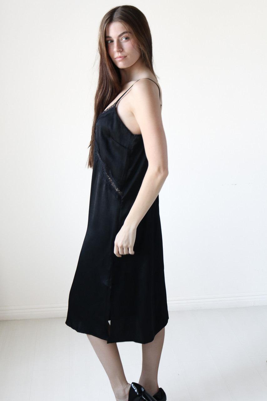 Black Midi Slip Dress Product Image