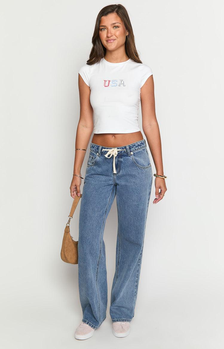 Beau Mid Wash Tie Waist Denim Jeans Baby Product Image