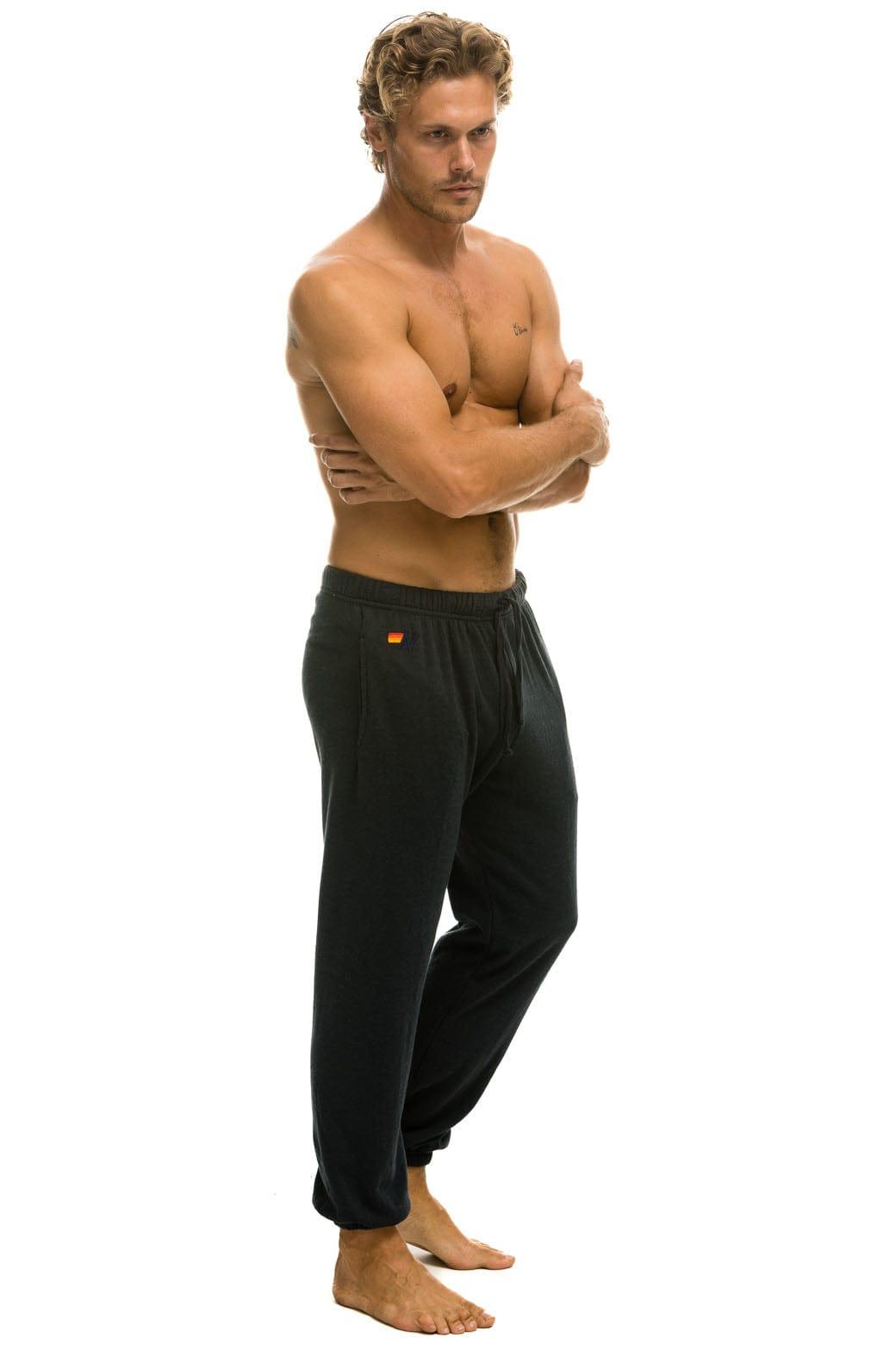 5 STRIPE SWEATPANTS - CHARCOAL // BLUE Male Product Image