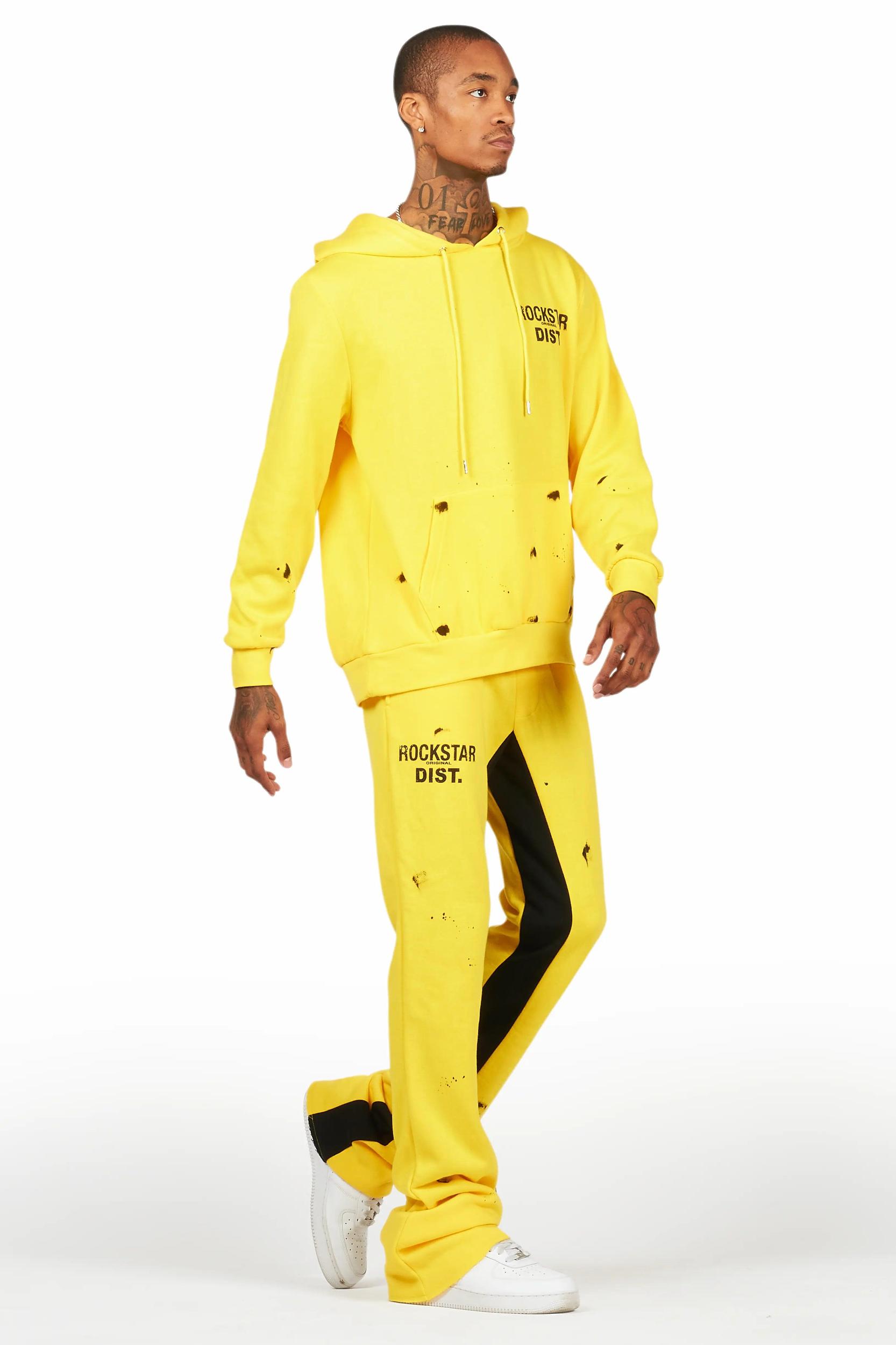 Raffer Yellow Hoodie Baggy Fit Pant Track Set Male Product Image