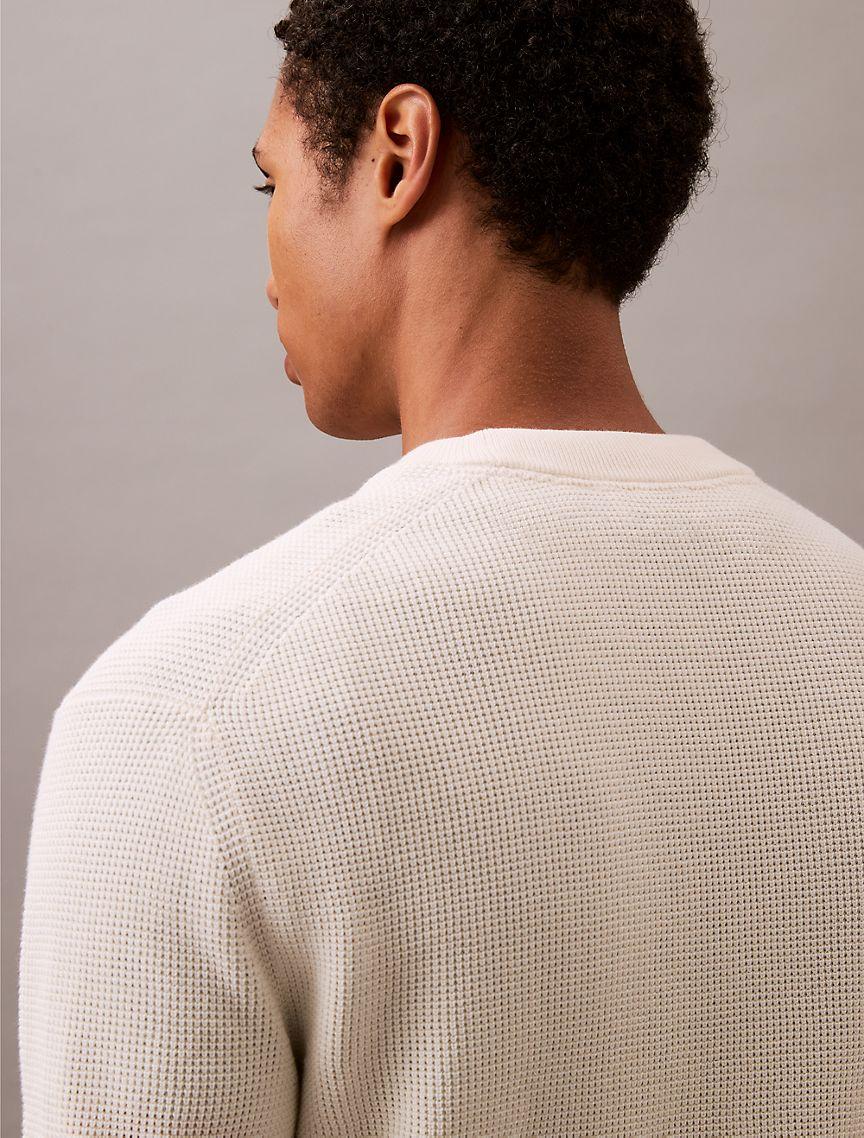 Smooth Cotton Waffle Crewneck Sweater Product Image