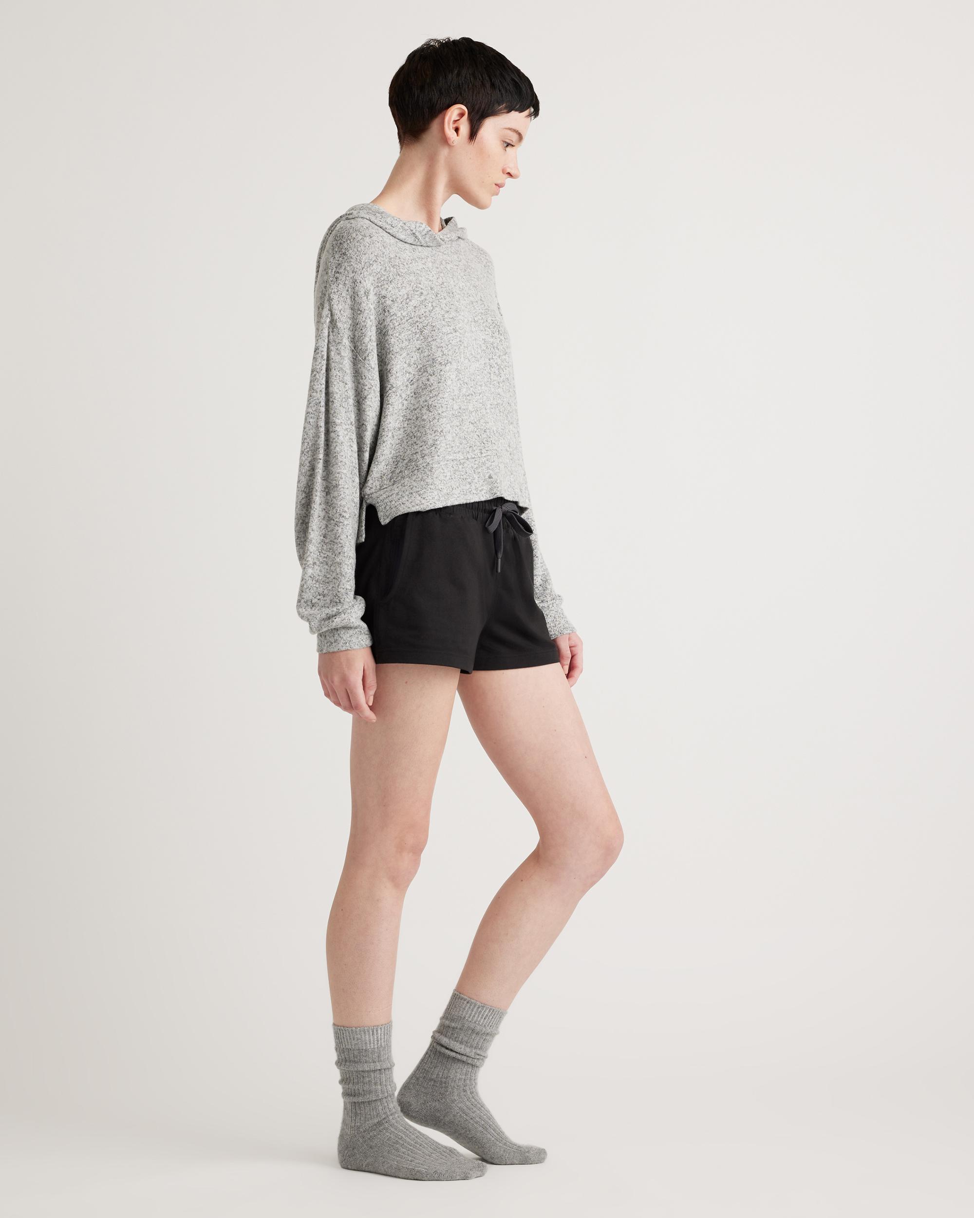 Quince | Women's Brushed Lounge Cropped Pullover Hoodie Rayon Product Image