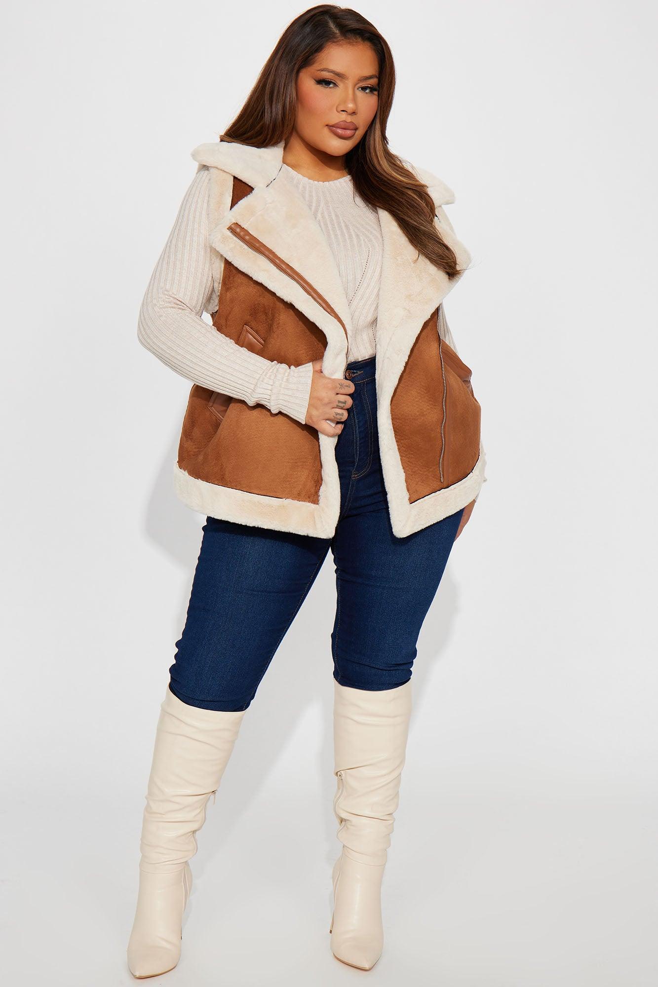 Come My Way Shearling Vest - Brown Product Image