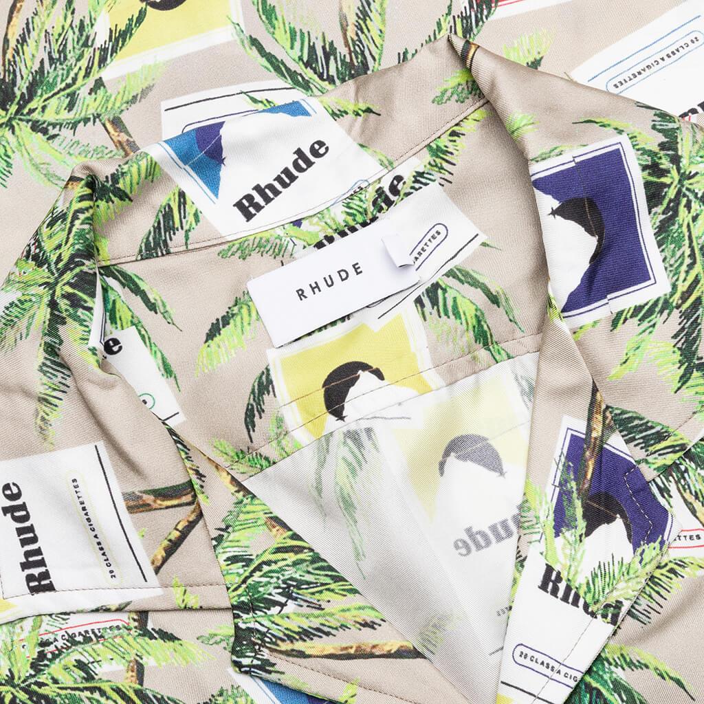 Cigarette Print Button Up - Taupe/Multi Male Product Image