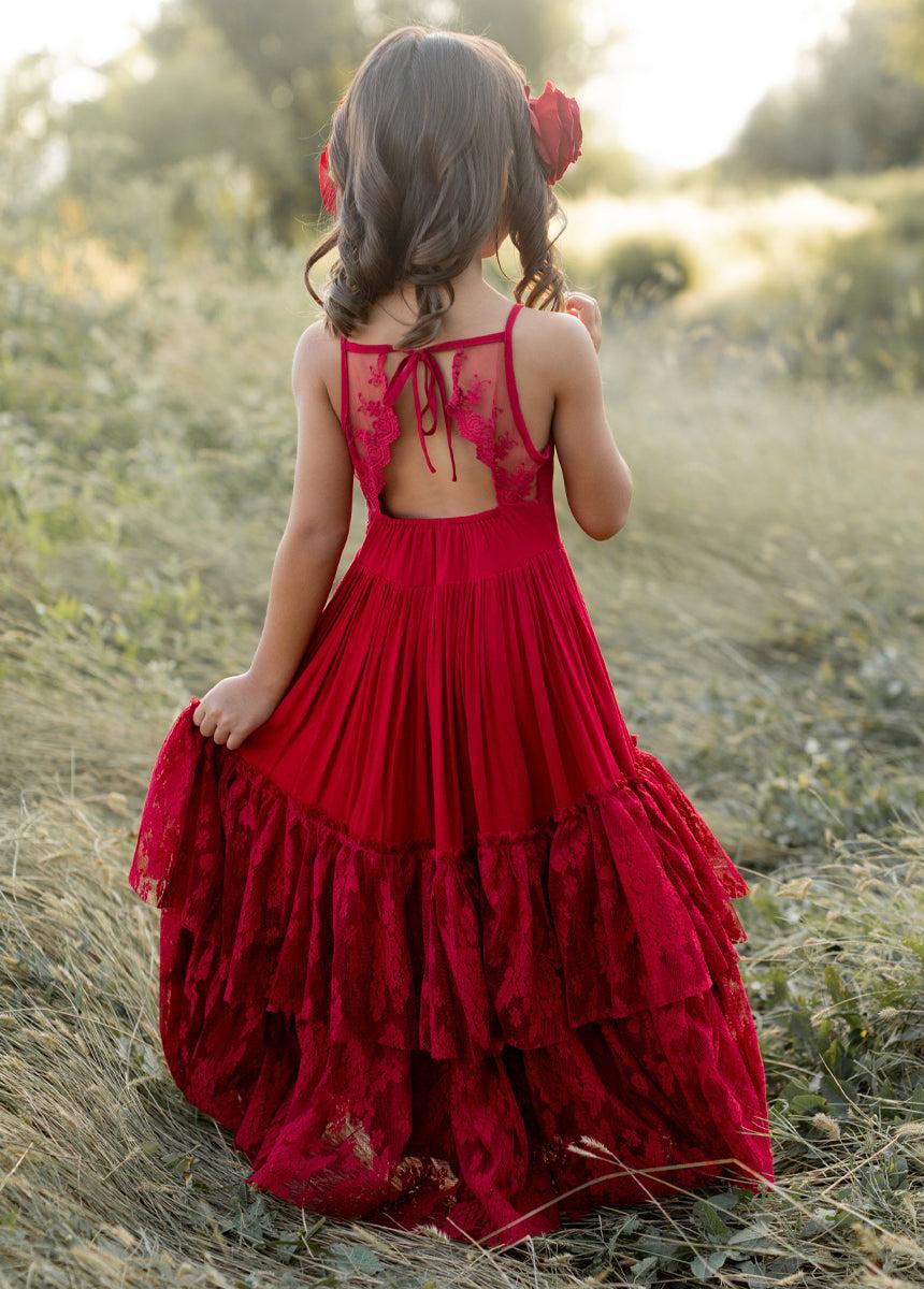 Catrin Dress in Crimson Girls Product Image
