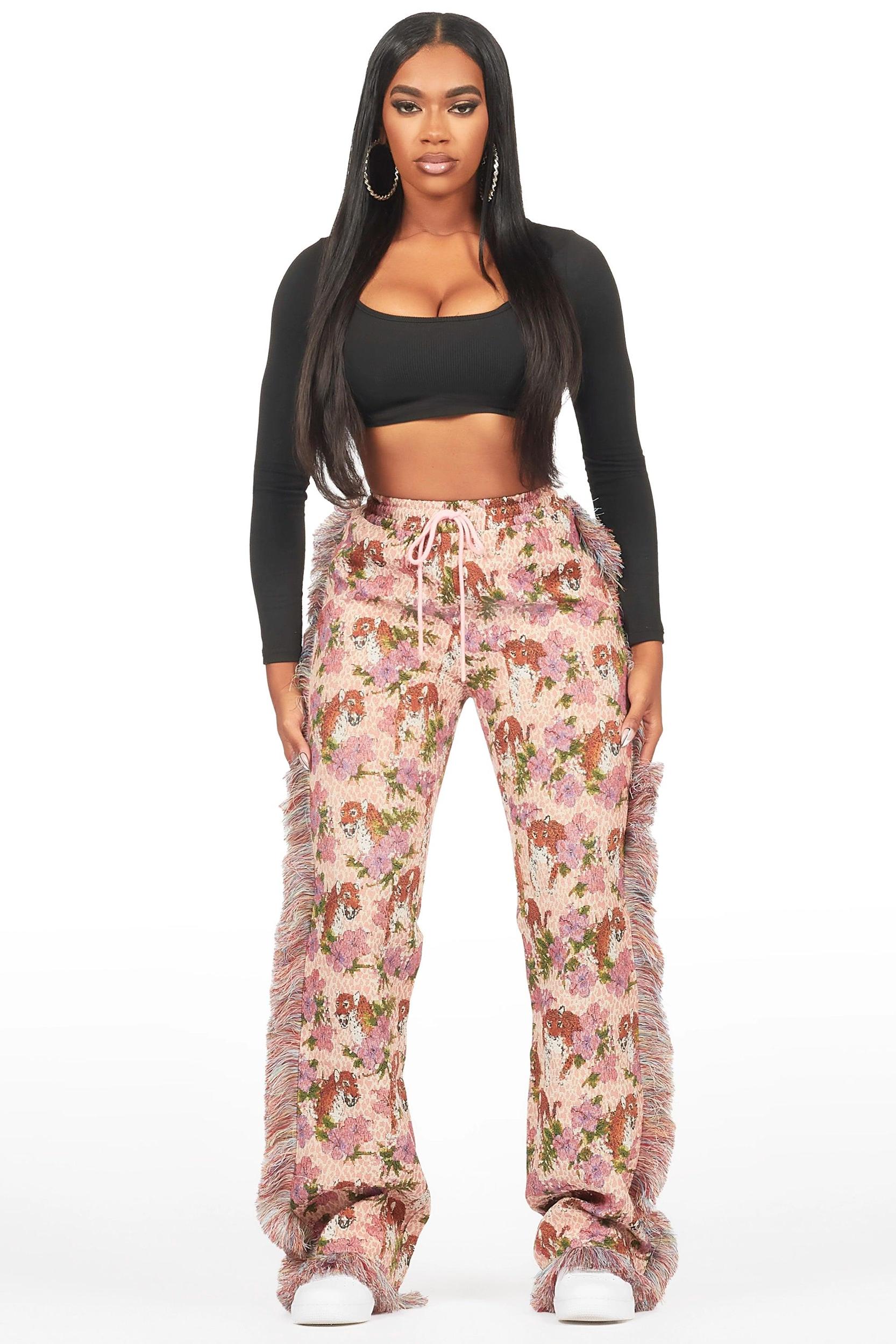 Alexsia Pink Tapestry Stacked Pant Female Product Image