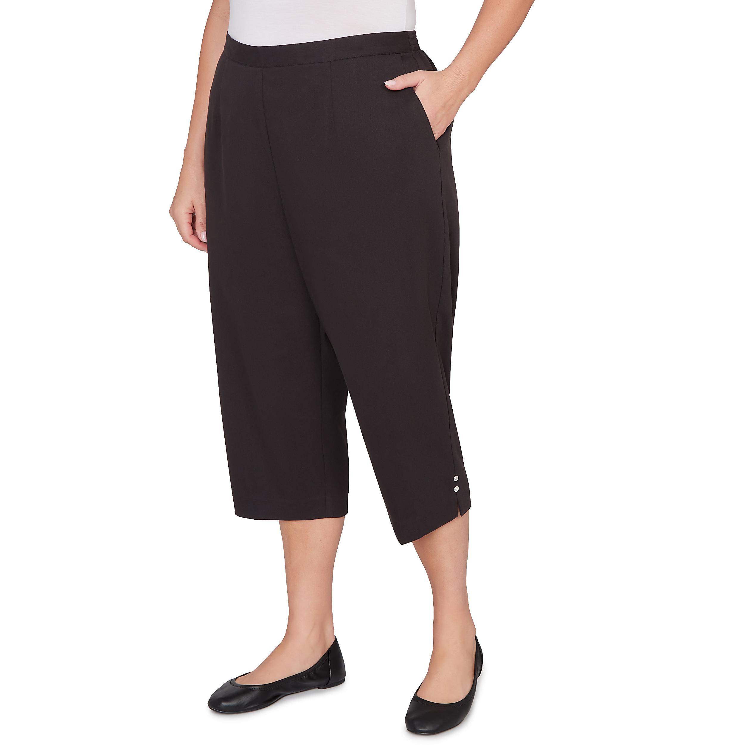 Alfred Dunner Solid Twill Button Hem Capri Pant - Plus Product Image