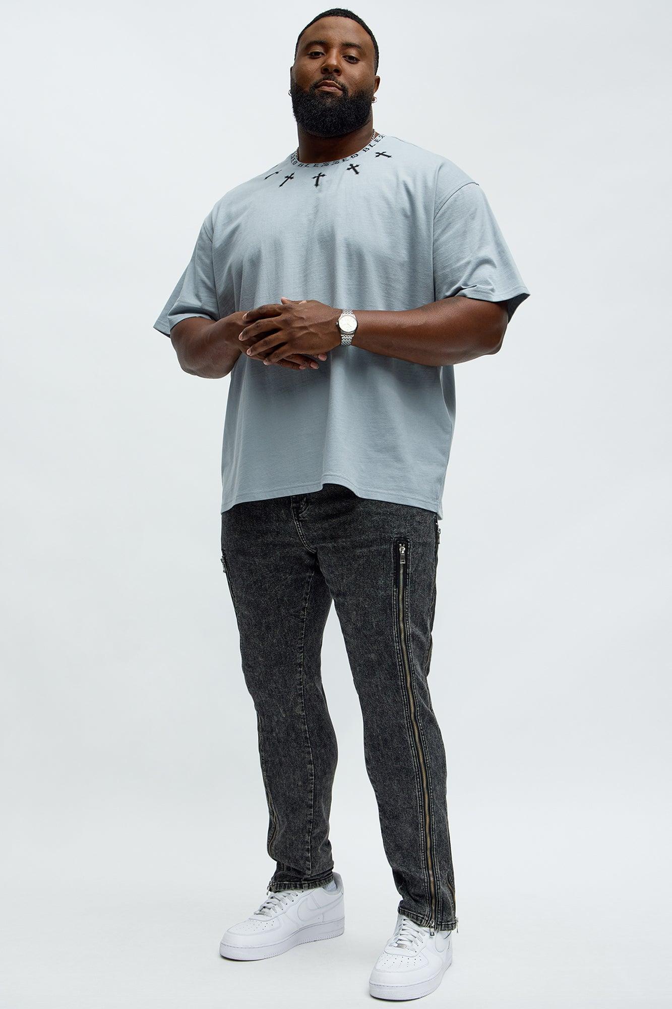 Up And Down Zipper Slim Jeans - Black Wash Product Image