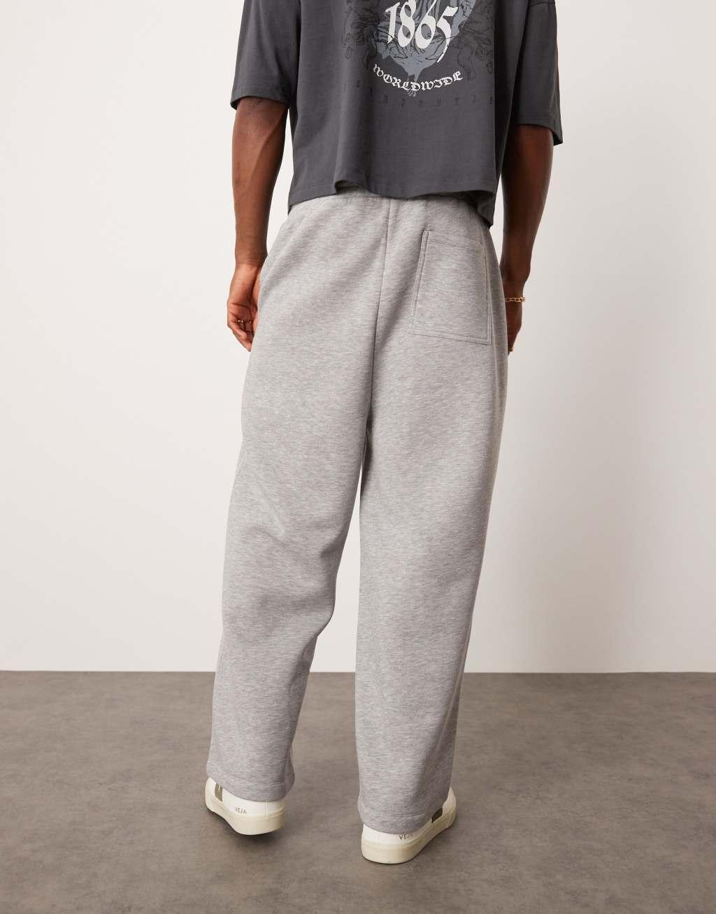 ASOS DESIGN cropped wide leg sweatpants in heather gray Product Image