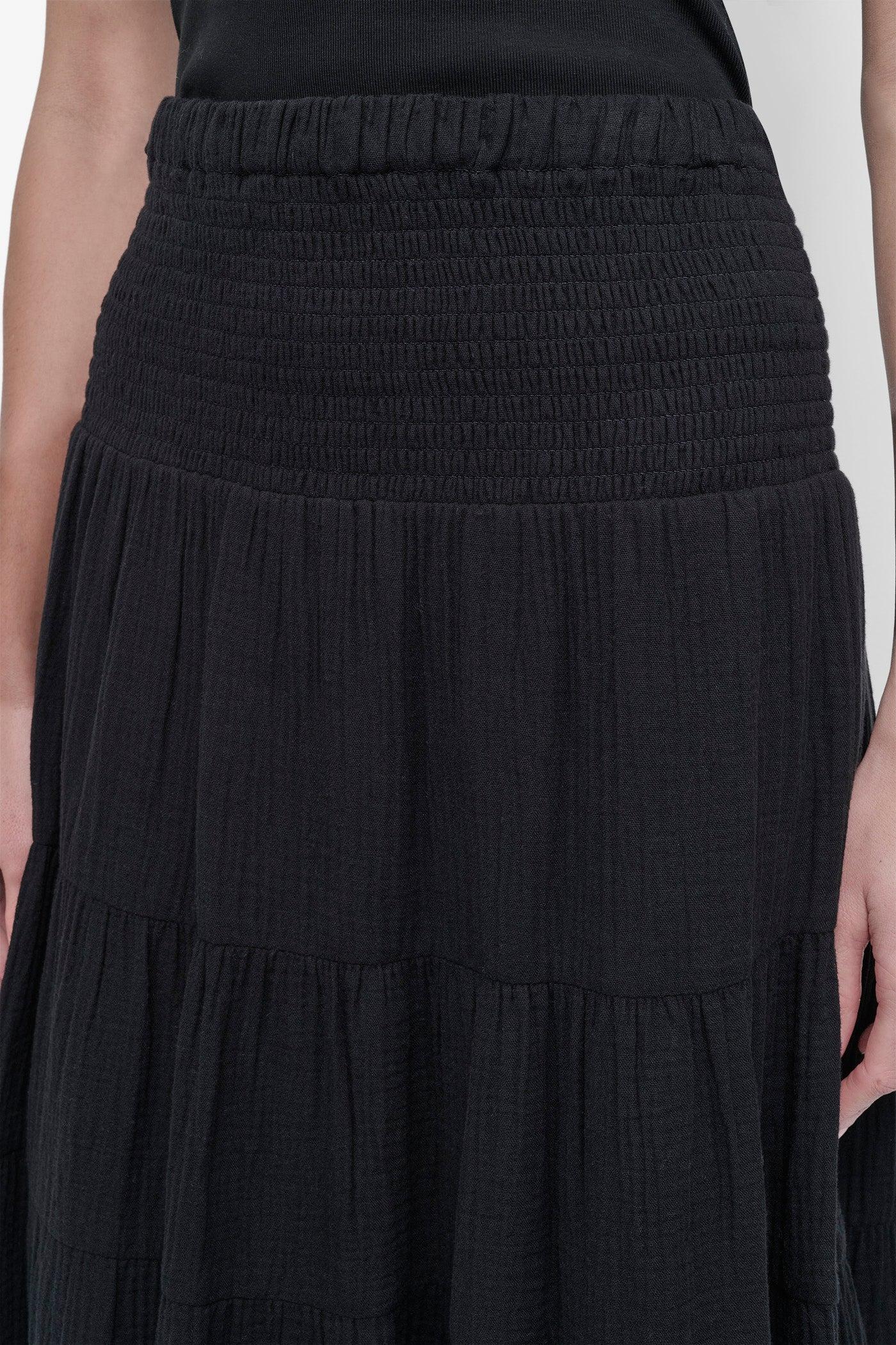 SMOCKED WAIST MIDI SKIRT Product Image