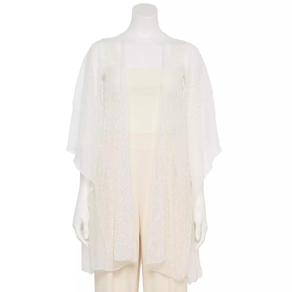 Women's CHARLOTTE DANIEL Mini Pom Pom Textured Kimono, White Product Image