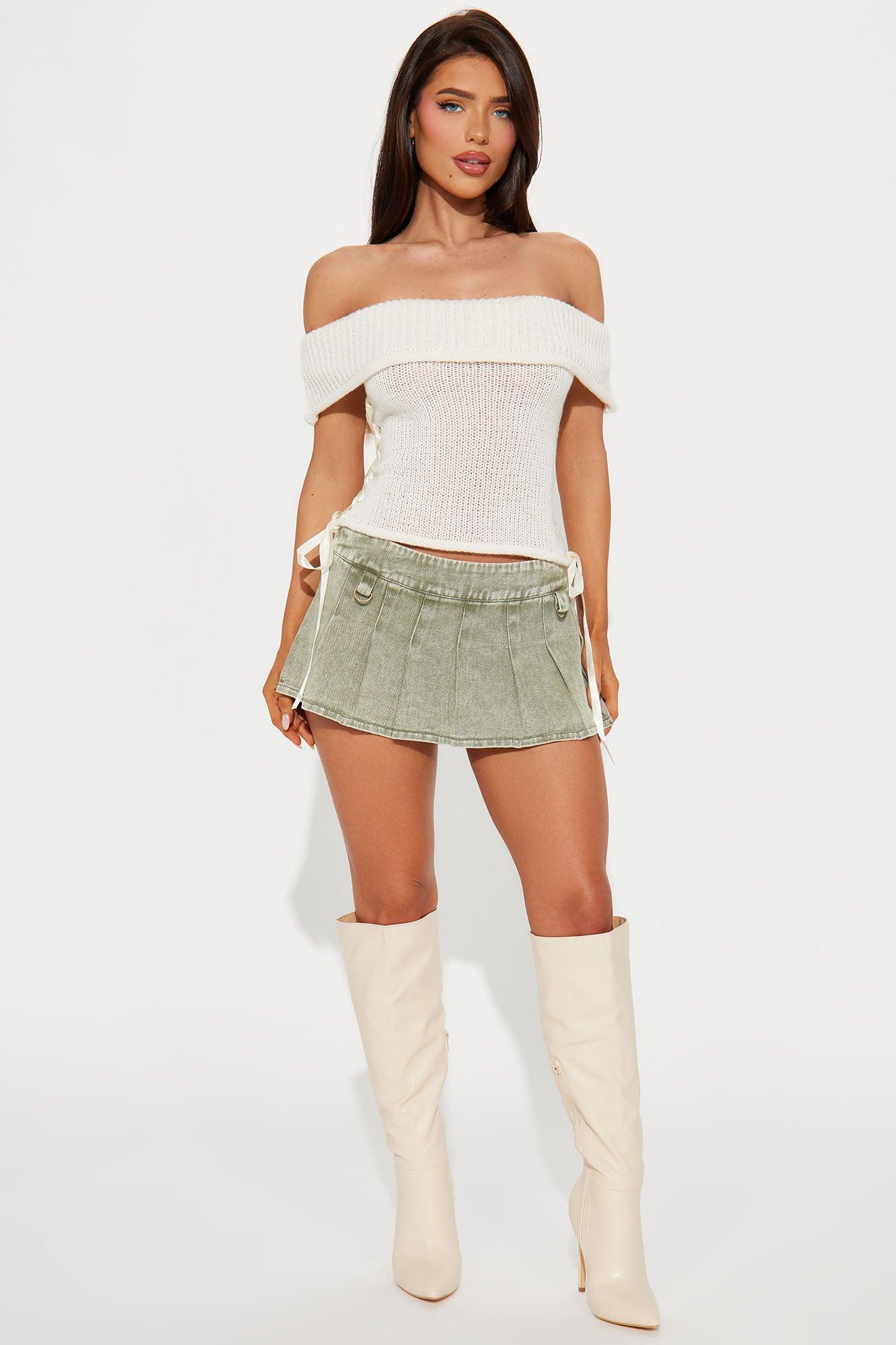 Ballet Babe Lace Up Sweater Top - Ivory Product Image