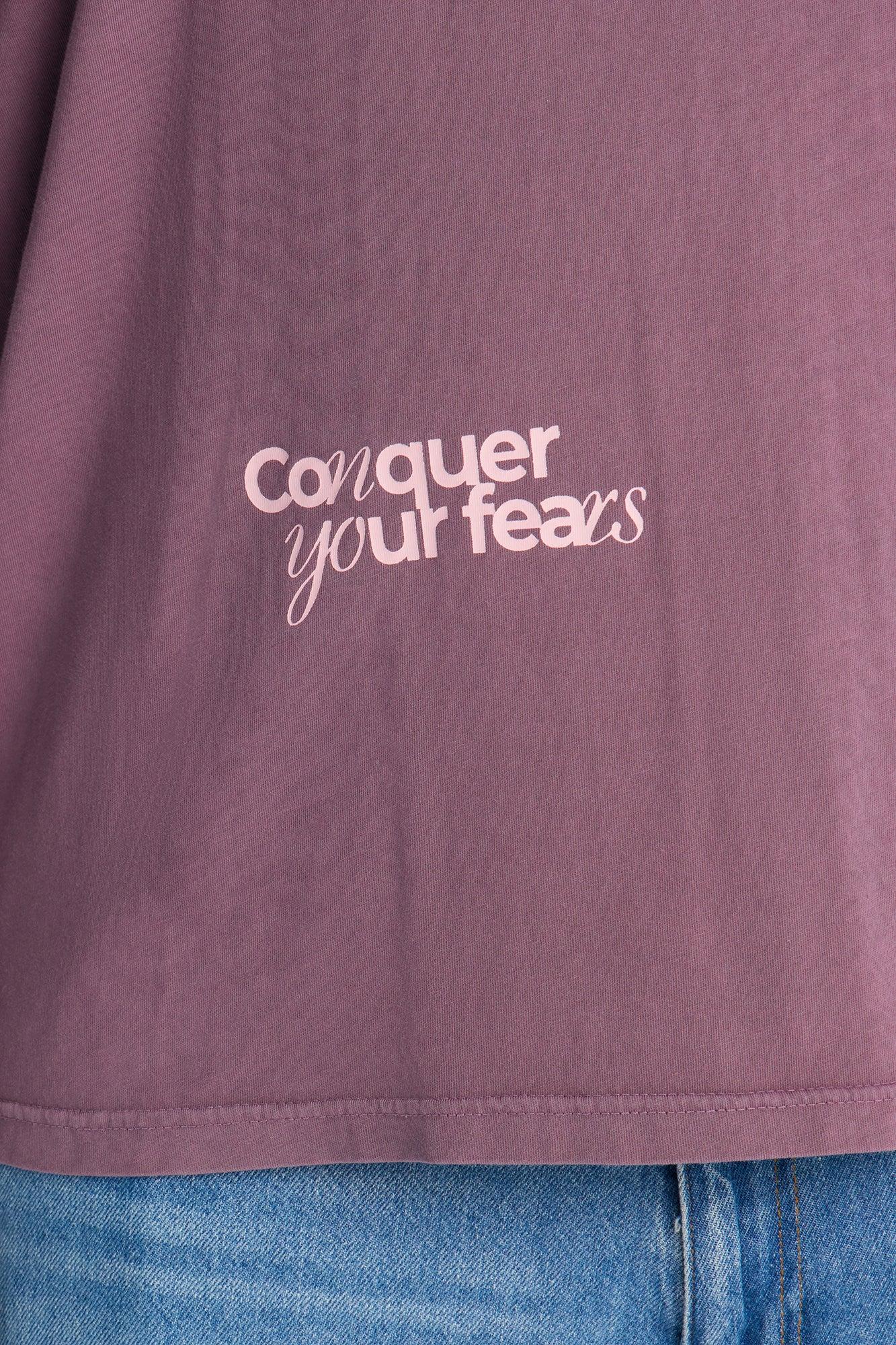 Conquer Your Fears Love Oversized Short Sleeve Tee - Purple Male Product Image