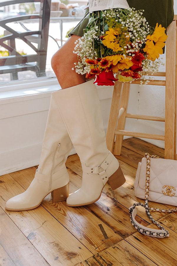 The Elliana Faux Leather Knee High Boot In French Vanilla Product Image