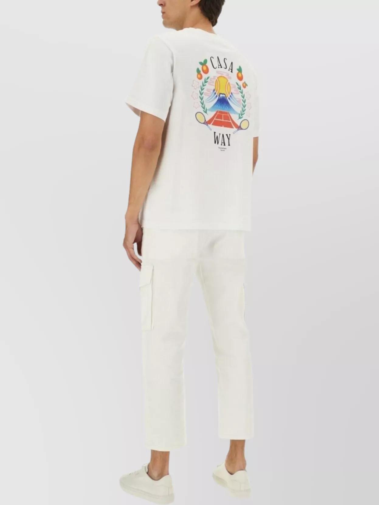 CASABLANCA T-shirt Girocollo Con Logo Sul Fronte In Cotone Bianca Uomo In Neutral Product Image