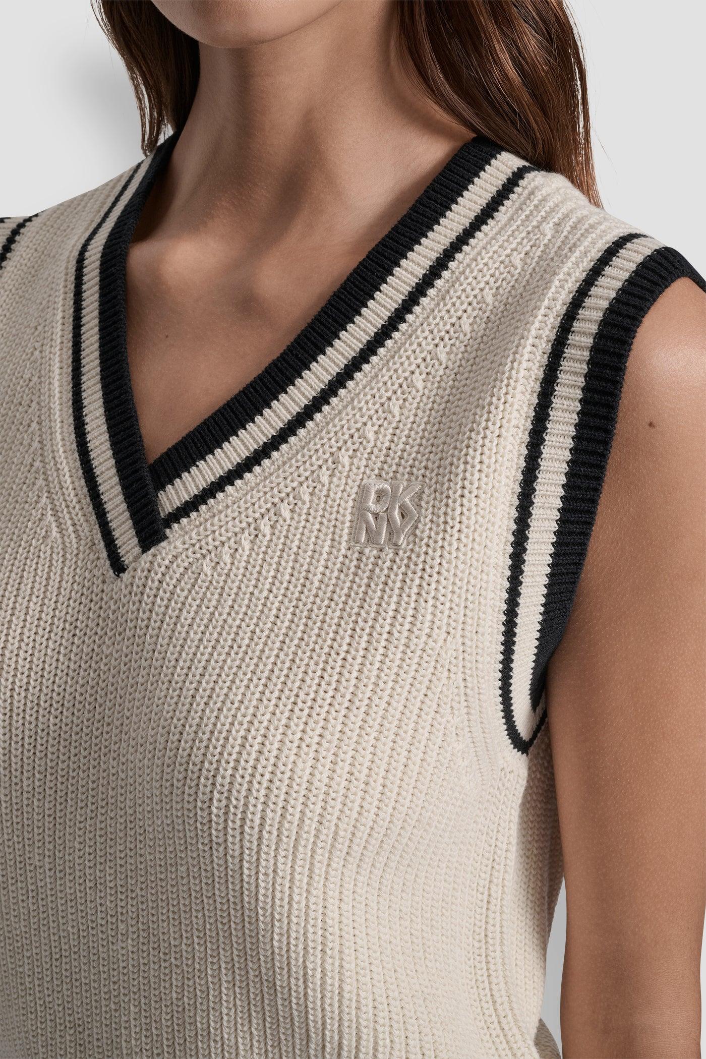 V-NECK TIPPED SLEEVELESS SWEATER Product Image