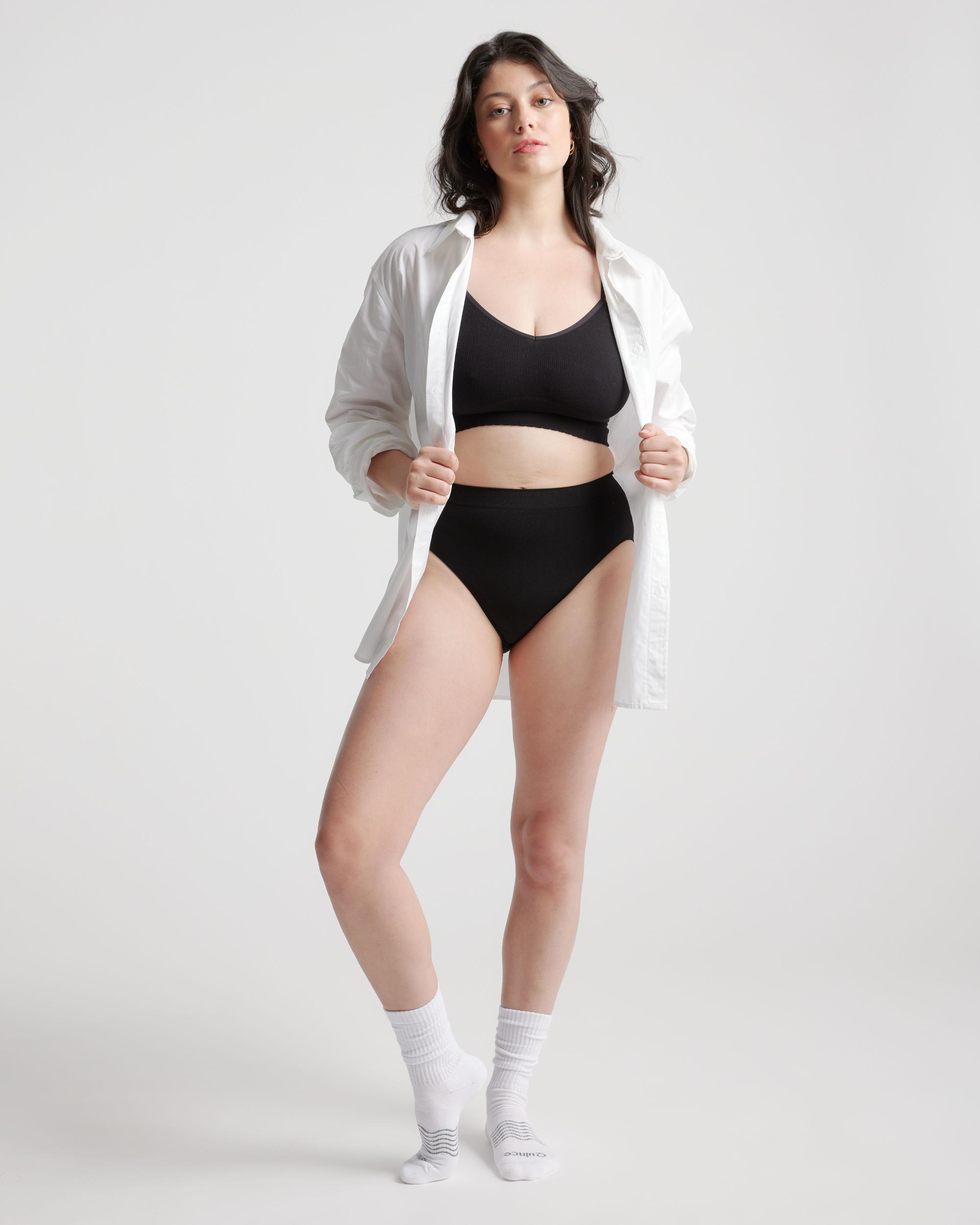 Quince | Women's Comfort Rib T-Back Bralette Size Large/XL, Nylon/Spandex Product Image