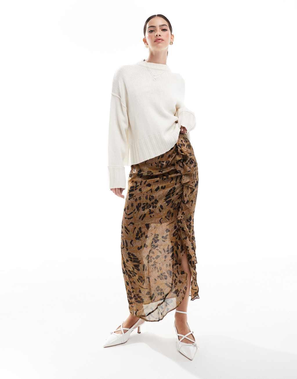 Scalpers ren print skirt in camel   Product Image