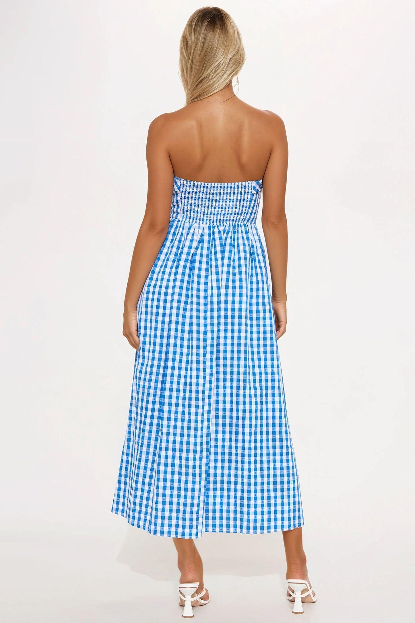 Dorie Gingham Midi Dress - Blue Product Image