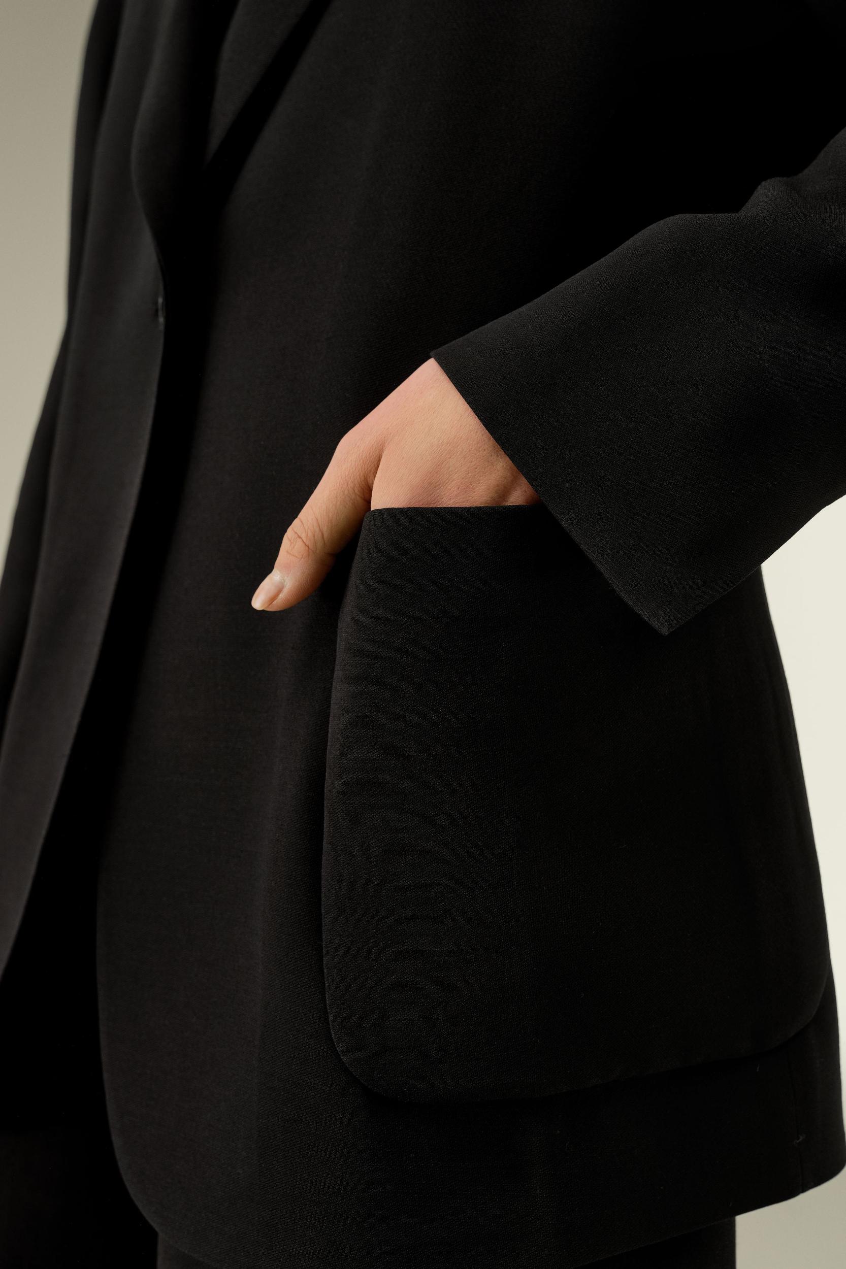 LILYSILK Wool Jacket - Female - Black Wool & Silk - Graceful Single Button Design Overcoat XS Product Image
