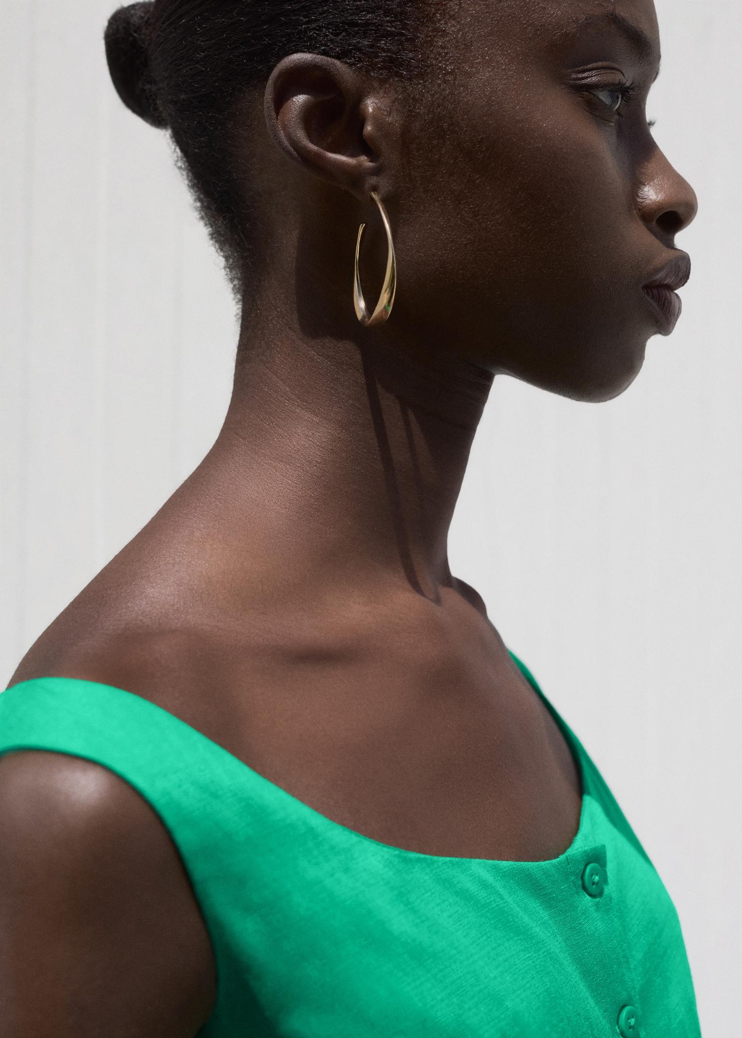 Linen-blend dress with buttons - Women | MANGO USA Product Image