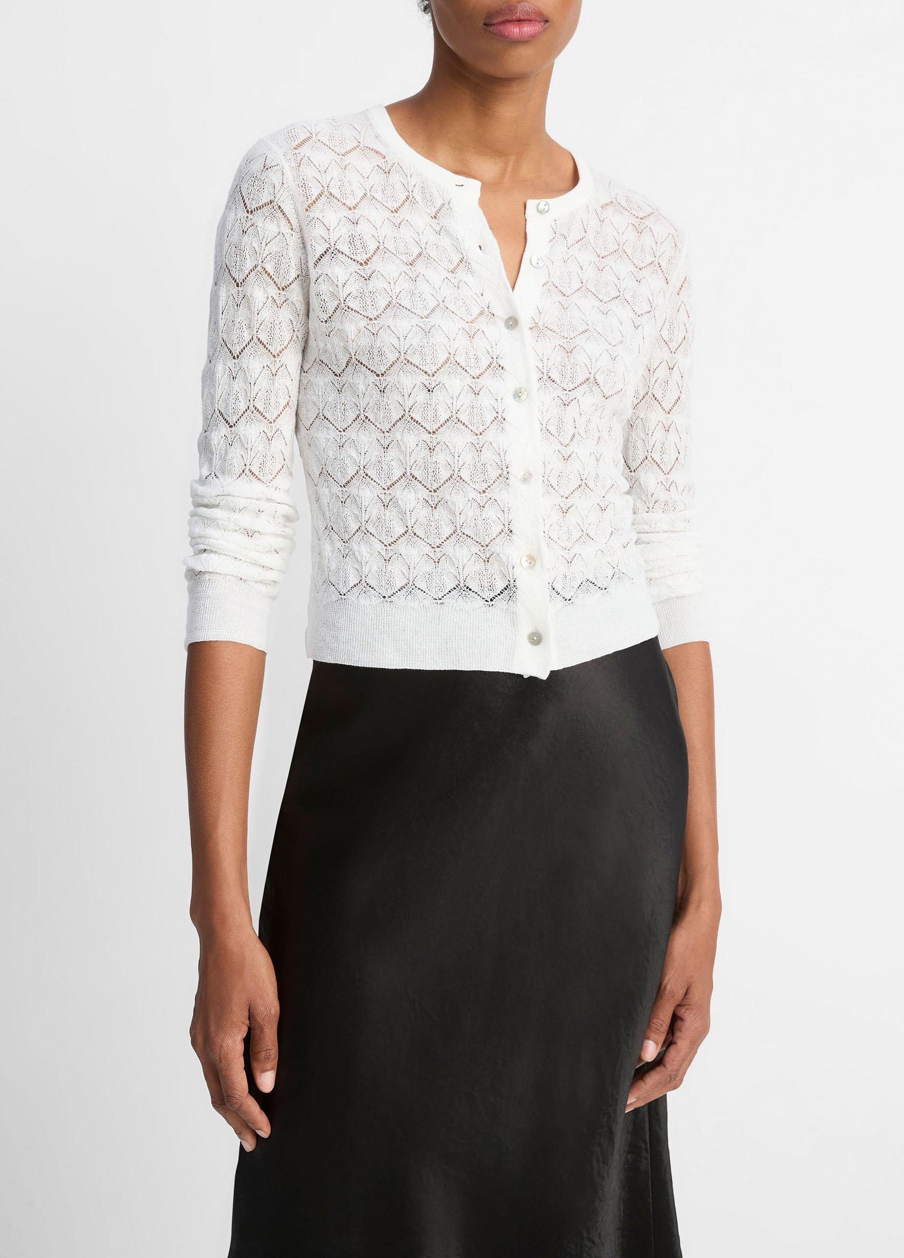 Lace-Stitch Cotton Cardigan Product Image