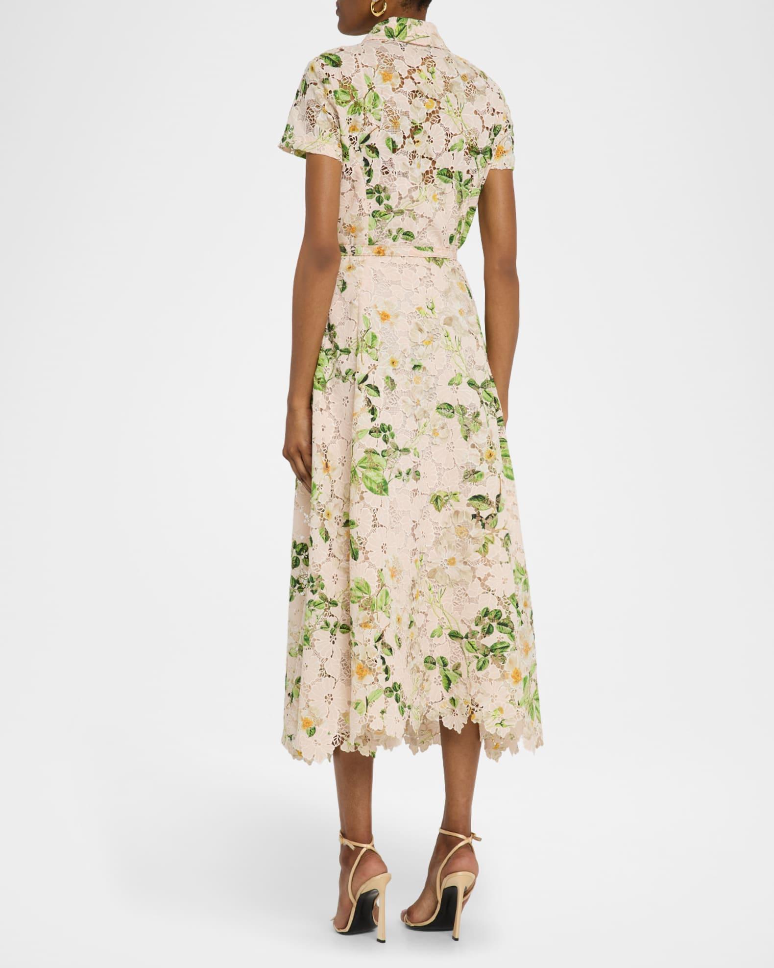 Printed Lace Belted Midi Polo Shirtdress Product Image