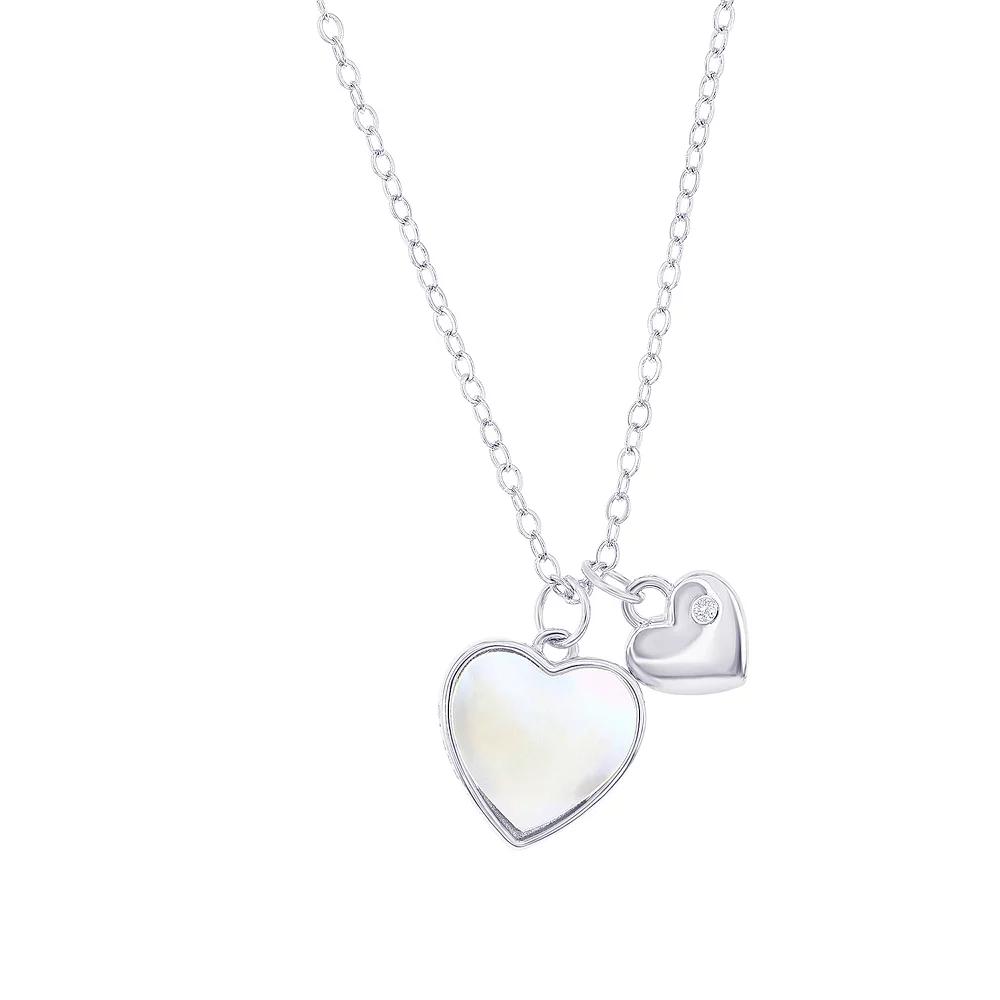 Argento Bella Sterling Silver Mother-of-Pearl Heart Necklace, Women's, Size: 14-17" ADJ Product Image