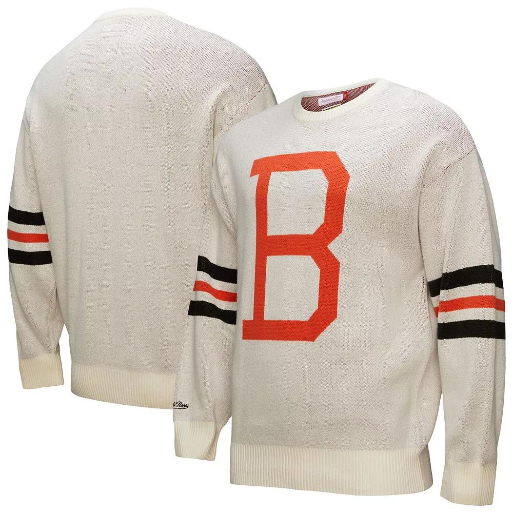 Men's Mitchell & Ness Cream Baltimore Orioles Retro Pullover Sweater,  Product Image