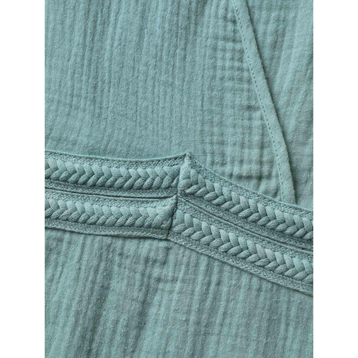 Plus Size Cotton Textured Cinched-Waist A-Line Midi Dress Teal Women Boho V-neck Sleeveless Curvy BloomChic 10/M Product Image