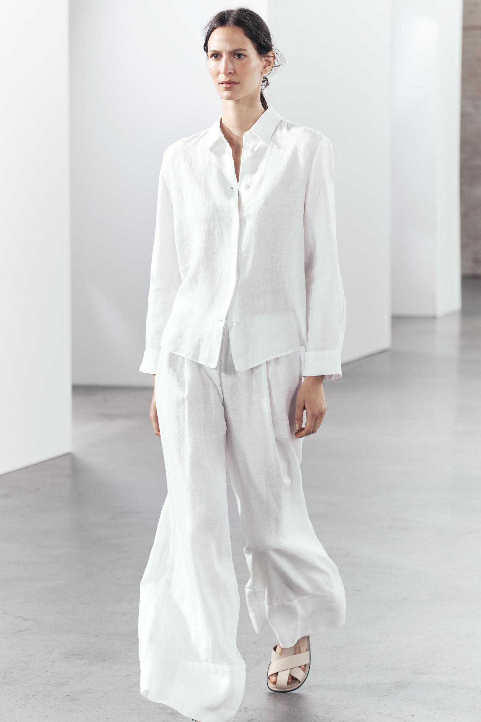 100% LINEN PALAZZO PANTS ZW COLLECTION Product Image