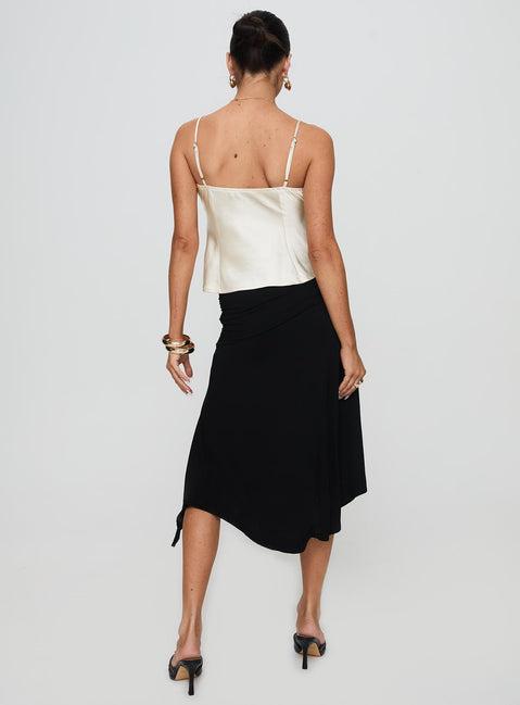 Venissa Ruched Midi Skirt Black Product Image