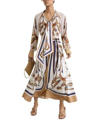 Ellie Placement Scarf Print Midi Dress Product Image