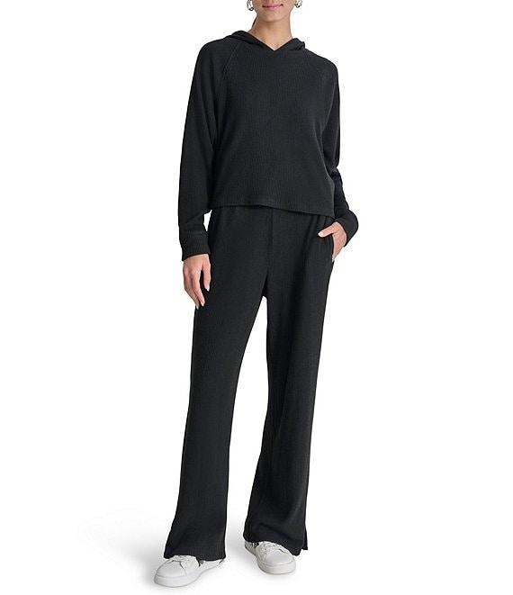 DKNY Sport by Donna Karan Brushed Rib Knit Relaxed Straight Leg Pants Product Image