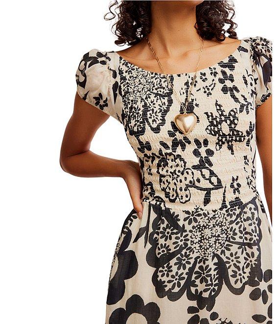 Free People Ultraviolet Floral Print Scoop Neck Short Sleeve Maxi Dress Product Image