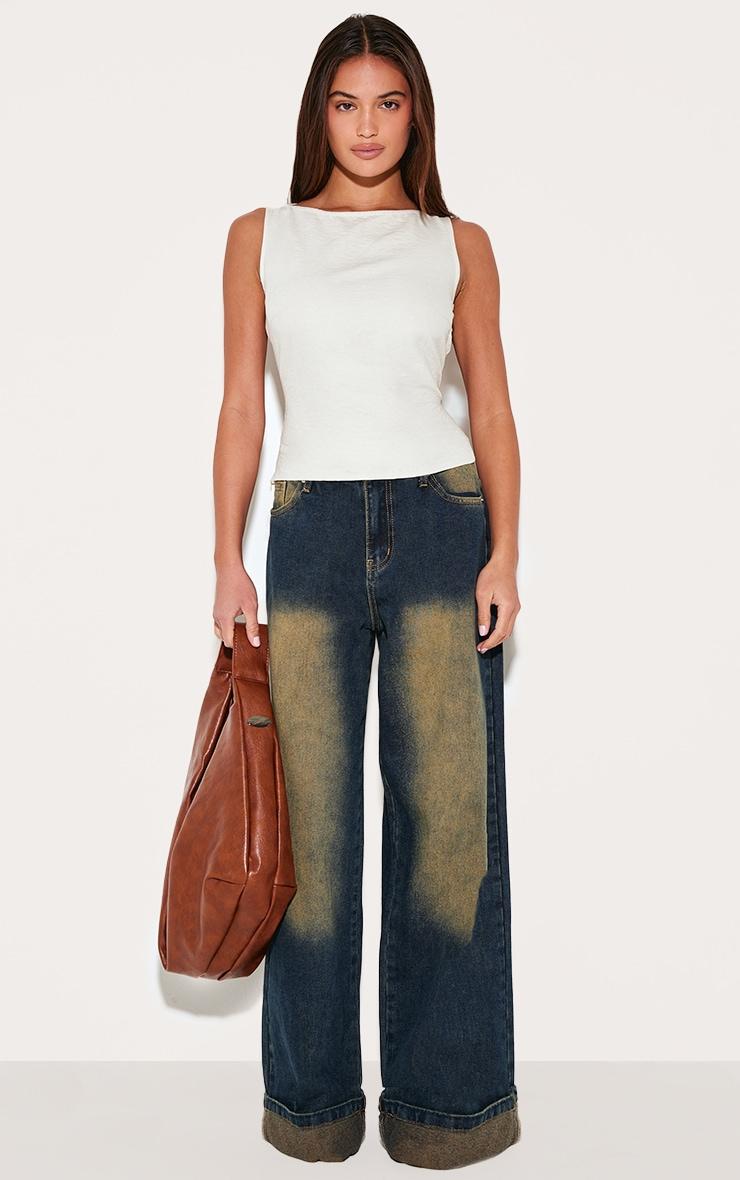 Cream Faux Suede Boatneck Top Product Image