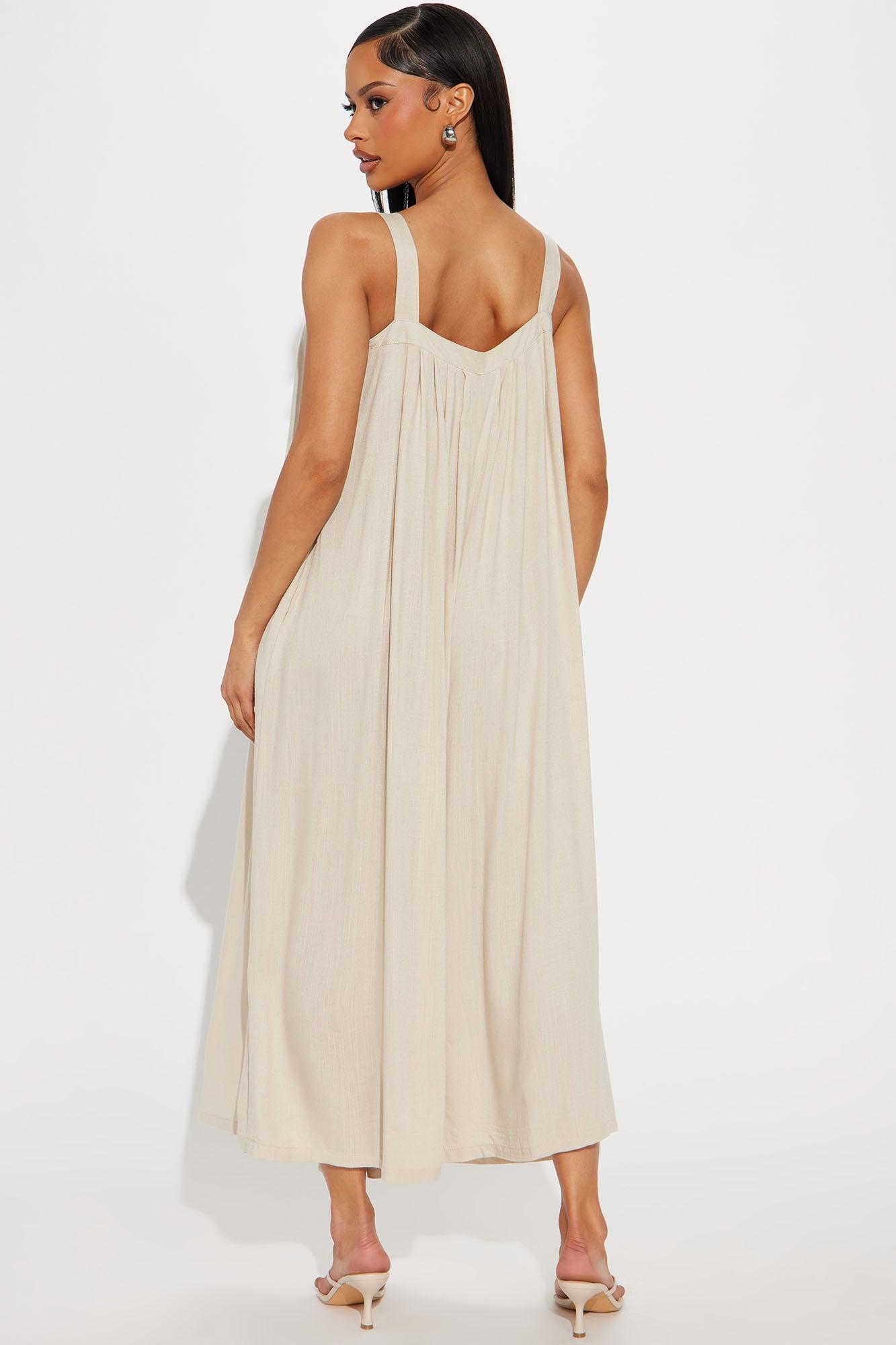 Island Getaway Linen Jumpsuit - Oatmeal Product Image