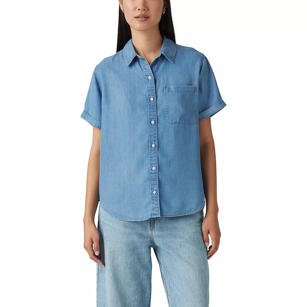 Women's Levi's® Darlene Short Sleeve Shirt, Size: XL, Red Bar Product Image