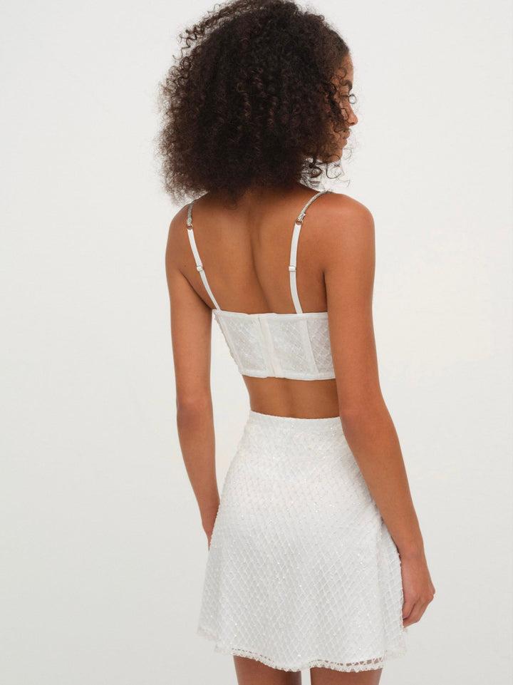Glitter Grid Mini Skirt — White Product Image
