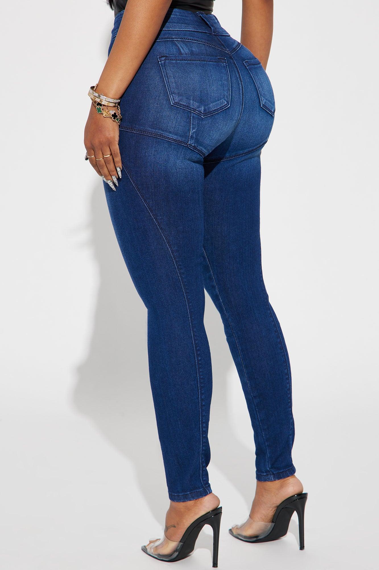 Booty So Good Moto Stretch Skinny Jeans - Dark Wash Product Image