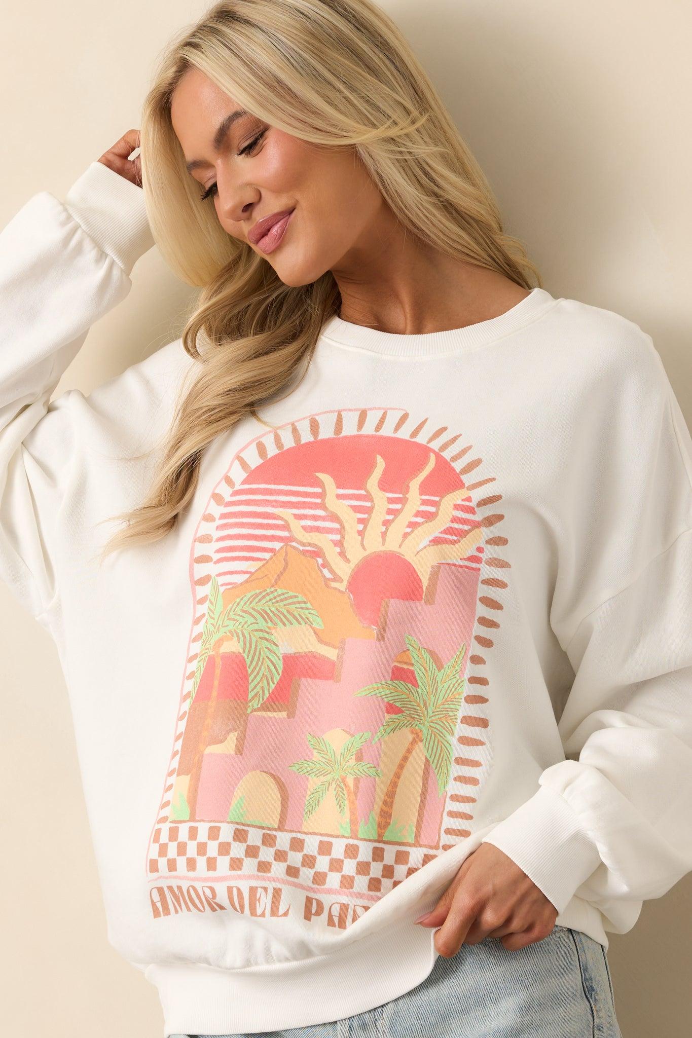 Z Supply Sea Salt Ivory Paraiso Sunday Sweatshirt Product Image