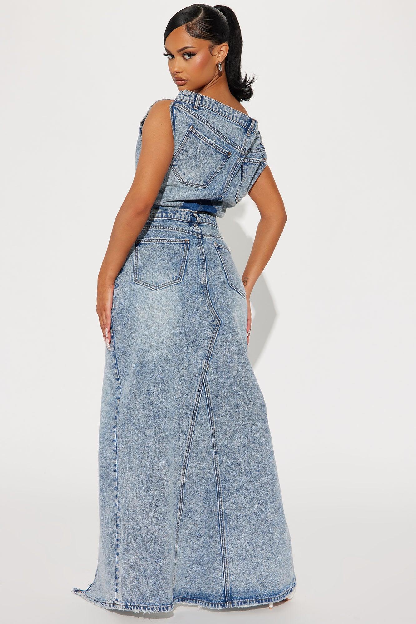 Demi Denim Maxi Dress - Medium Wash Product Image