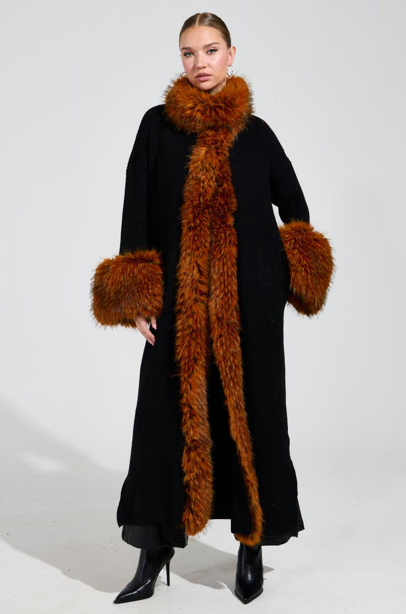 SNOWY NIGHT LONG CARDIGAN IN BLACK Product Image